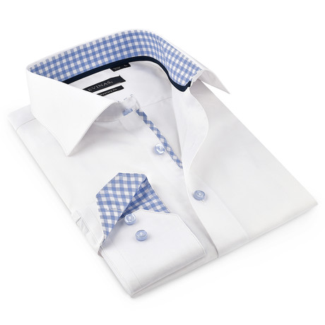Button-Up Shirt II // White + Light Blue (S)