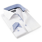Button-Up Shirt II // White + Light Blue (L)