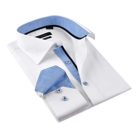 Button-Up Shirt  // White + Blue (S)