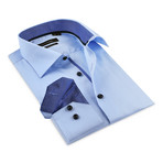 Button-Up Shirt // Light Blue + Navy (3XL)