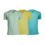 Ultra Soft Suede V-Neck // Turquoise + Yellow + Mint // Pack of 3 (XL)