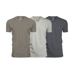 Ultra Soft Suede V-Neck // Heavy Metal + Stone + Sand // Pack of 3 (M)