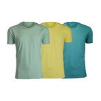 Ultra Soft Suede Crew-Neck // Turquoise + Yellow + Mint // Pack of 3 (S)