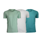 Ultra Soft Suede Crew-Neck // Turquoise + White + Mint // Pack of 3 (S)