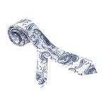 Amedeo Exclusive // Silk Tie // White + Navy Blue Paisley (White, Navy Blue)