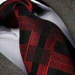 Amedeo Exclusive // Silk Tie // Red + Black Check (Red, Black)