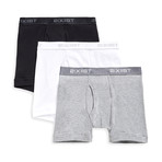 Essential Cotton No Show Trunk // Black + White + Gray// 3-Pack (XL)
