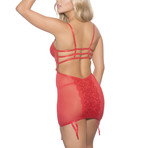 "Let Me Explain" Caged Babydoll + Matching Panty Set  // Red (M)