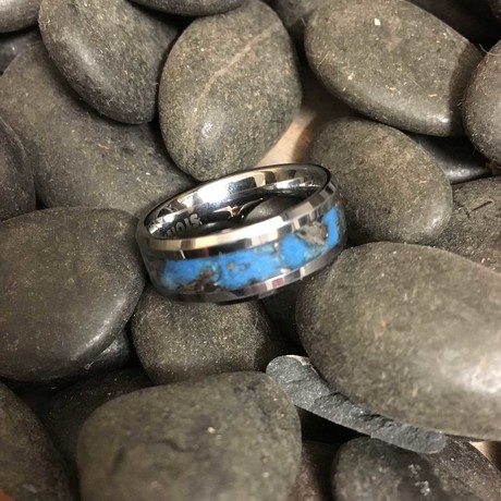 Meteor Luminescent Tungsten Ring // Blue (12)