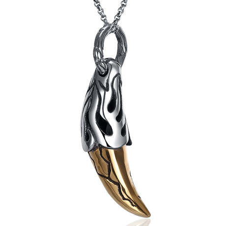 Golden Saber Tooth Pendant Necklace