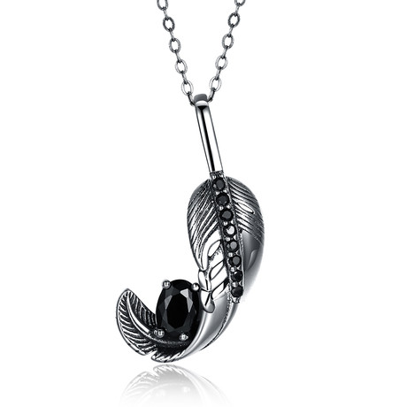 Crystal Curved Angel Feather Necklace