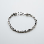 925 Sterling Silver Oxidized Look Byzantine Bracelet