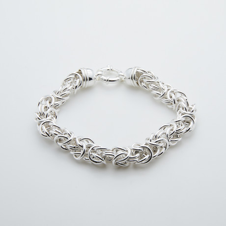 925 Sterling Silver Open Byzantine Link Bracelet