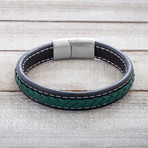 Green + Black Leather Bracelet