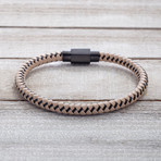 Black IP Wire + Beige Leather Bracelet