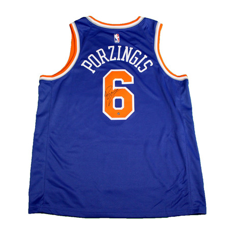 Kristaps Porzingis Signed NY Knicks Blue Jersey