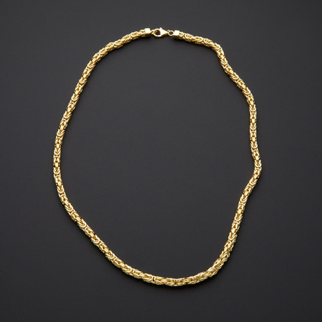 Gold Plated Byzantine Necklace (22"L)
