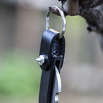 Black Panther Titanium Knife + Leather Keyring // Black