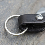 Black Panther Titanium Knife + Leather Keyring // Black