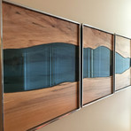 River Series Triptych // Maple + Blue Glass // Satin Grey Frame