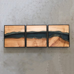 River Series Triptych // Big Leaf Maple + Blue Glass // Black Frame