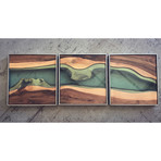 River Series Triptych // Black Walnut + Green Glass // Satin Grey Frame