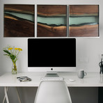 River Series Triptych // Black Walnut + Green Glass // Satin Grey Frame