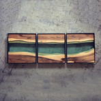 River Series Triptych // Black Walnut + Green Glass // Black Frame
