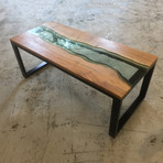 River Series Coffee Table // Black Walnut + Green Glass