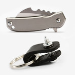 Black Panther Titanium Knife + Leather Keyring // Black