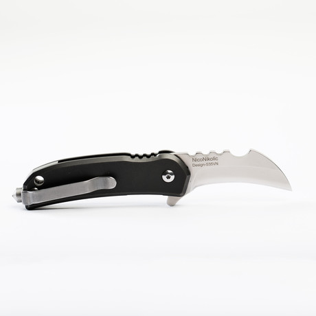 Black Panther Titanium Knife + Glass Breaker + Pocket Clip // Black