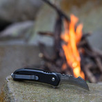 Black Panther Titanium Knife + Glass Breaker + Pocket Clip // Black