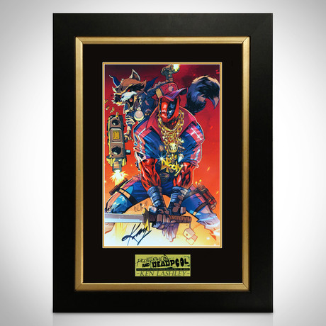 Deadpool + Rocket Raccon // Ken Lashley Signed Artwork // Custom Frame