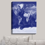 Illuminated Wall Art // Catherine Holcombe // World Map Blue (20"W x 16"H x 3.25"D)