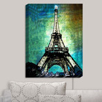 Illuminated Wall Art // Corina Bakke // Paris Eiffel Tower Night (20"W x 16"H x 3.25"D)