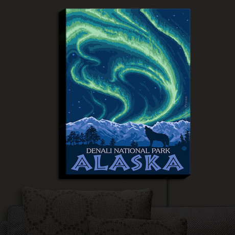 Illuminated Wall Art // Lantern Press // Denali National Park Alaska I (20"W x 16"H x 3.25"D)