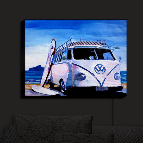 Illuminated Wall Art // Markus Bleichner // The White VW Bus (20"W x 16"H x 3.25"D)