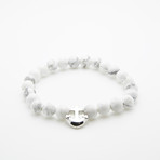 Jean Claude Jewelry // Howlite + Silver Anchor Beaded Bracelet // White