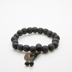 Jean Claude Jewelry // Buddhist Vintage Wood Beaded Bracelet // Dark Brown