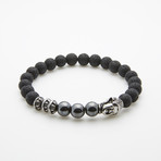 Onyx + Lava Stone Buddha Beaded Bracelet // Black