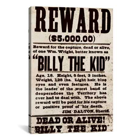 Dead or Alive // Billy The Kid (18"W x 26"H x 0.75"D)