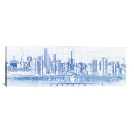 Digital Sketch Of Chicago Skyline // USA I (12"W x 36"H x 0.75"D)