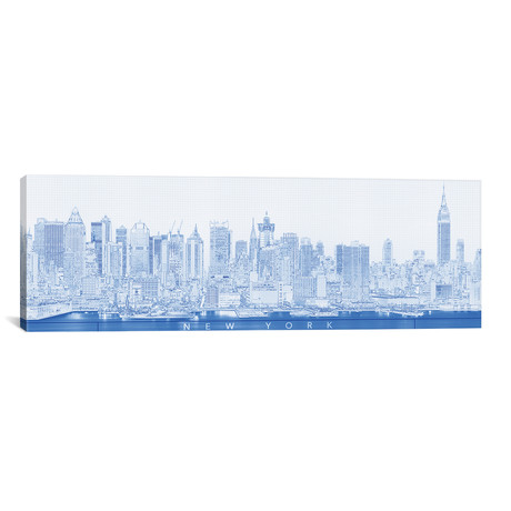 Digital Sketch Of Manhattan Skyline // NYC // USA II (12"W x 36"H x 0.75"D)
