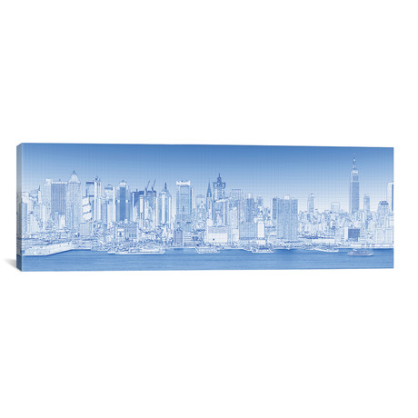 Digital Sketch Of Manhattan Skyline // NYC // USA III (12"W x 36"H x 0.75"D)