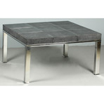 Grey Leather Shagreen 9 Panel Coffee Table