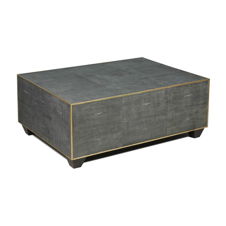 Grey Leather Shagreen Cocktail Table