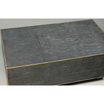 Grey Leather Shagreen Cocktail Table