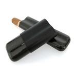 Carbon Fiber + Leather Cigar Case // Midnight (Two-Finger)