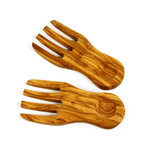 Berard Olive Wood Salad Server Hands