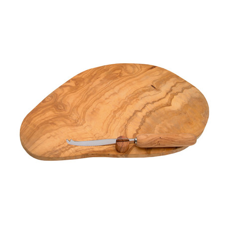 Berard Olive Wood Cheese Board + Cheese Knife
